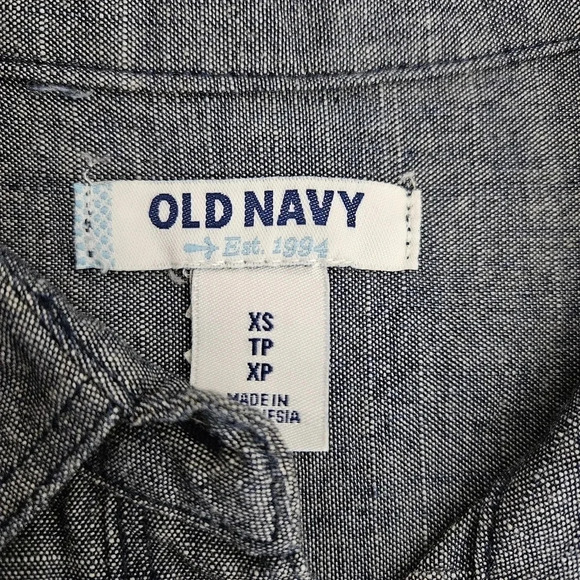 Old Navy Shirt Dark Chambray Long Sleeve Button Up Collared Top - Picture 5 of 8
